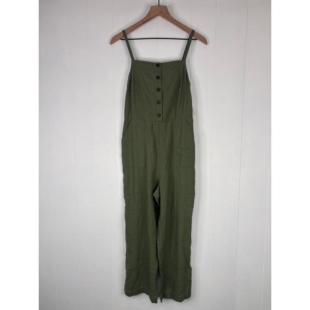 Old Navy Olive Green Linen-Blend Wide-Leg Jumpsuit - Picture 4 of 10